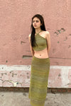 SWAYING/KNIT gradient strapless halterneck top SW23SS1T36 gradient green PS61